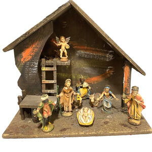 Vintage Italian Crèche Nativity Scene Christmas Religious Decor 4" figures (7)